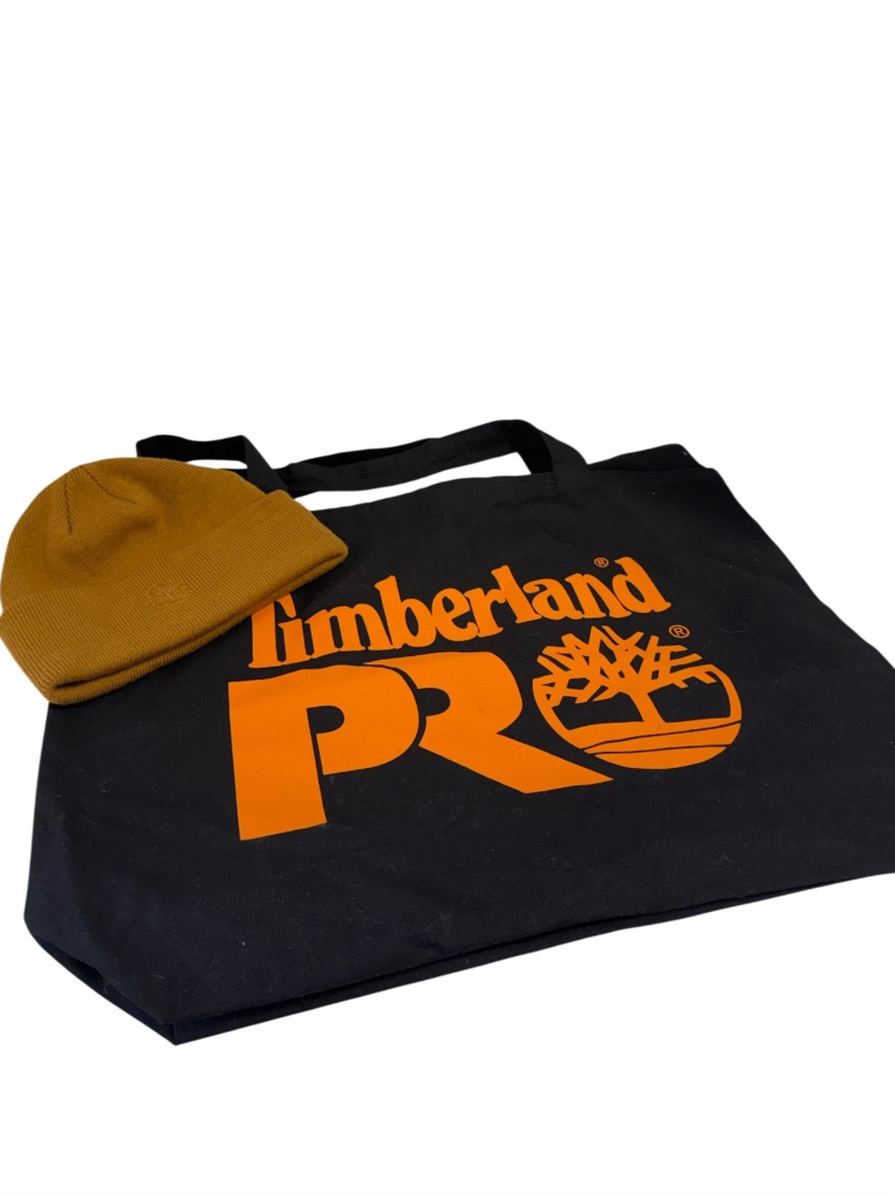 Timberland Bundle Black Canvas Tote bag & Beanie NWOT